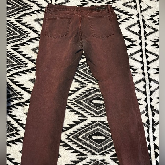 Articles Of Society Denim - Articles of Society maroon tinted denim wear